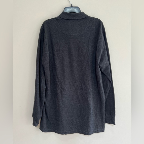Burberry London Men's Cotton Long Sleeve Polo Shirt in Charcoal Grey, size L - Picture 2 of 10